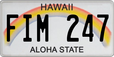 HI license plate FIM247