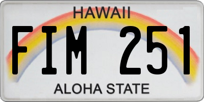 HI license plate FIM251