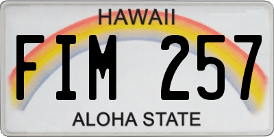 HI license plate FIM257