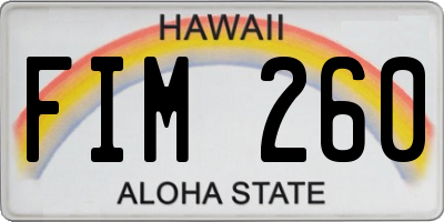 HI license plate FIM260