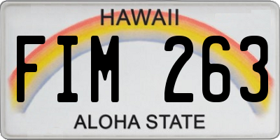 HI license plate FIM263