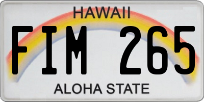HI license plate FIM265