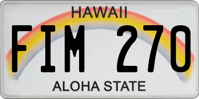 HI license plate FIM270