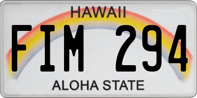 HI license plate FIM294