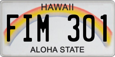 HI license plate FIM301