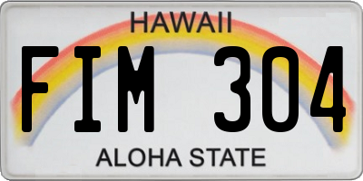HI license plate FIM304