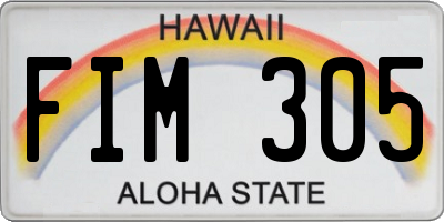 HI license plate FIM305