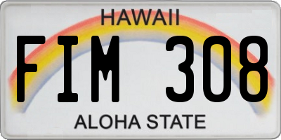 HI license plate FIM308