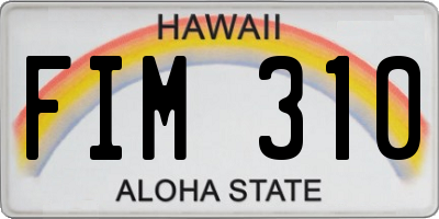 HI license plate FIM310