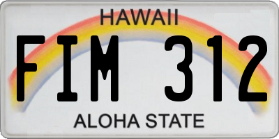 HI license plate FIM312