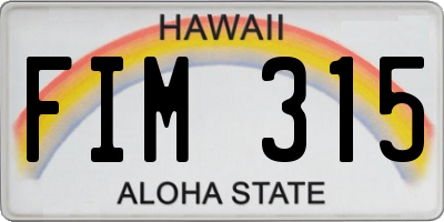 HI license plate FIM315