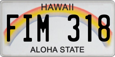 HI license plate FIM318