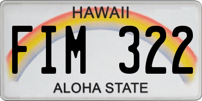 HI license plate FIM322