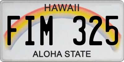 HI license plate FIM325