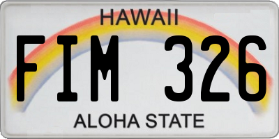 HI license plate FIM326