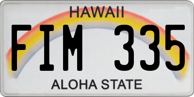 HI license plate FIM335