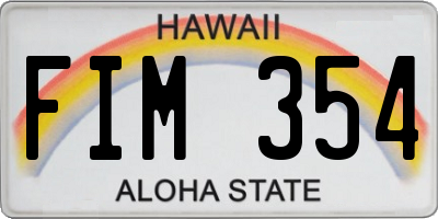 HI license plate FIM354