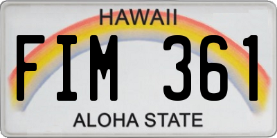 HI license plate FIM361