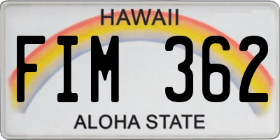 HI license plate FIM362