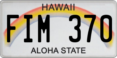 HI license plate FIM370