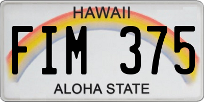 HI license plate FIM375