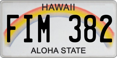 HI license plate FIM382