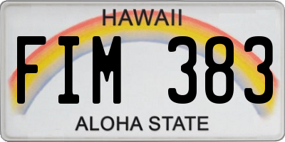 HI license plate FIM383