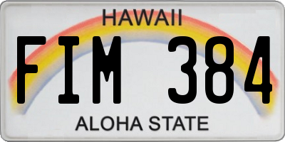 HI license plate FIM384