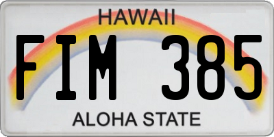 HI license plate FIM385