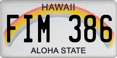 HI license plate FIM386