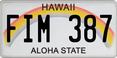 HI license plate FIM387