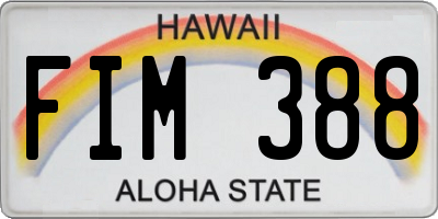 HI license plate FIM388