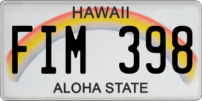 HI license plate FIM398