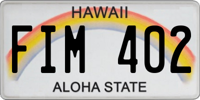 HI license plate FIM402