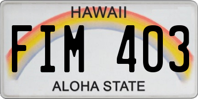 HI license plate FIM403