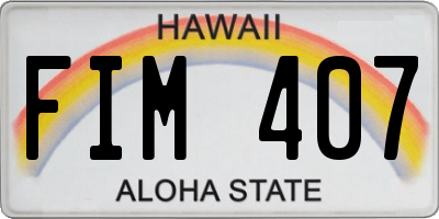 HI license plate FIM407