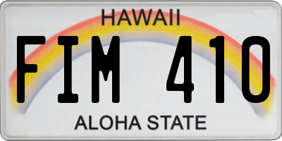 HI license plate FIM410