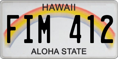 HI license plate FIM412