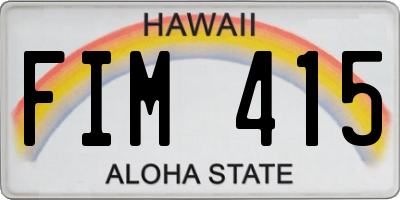 HI license plate FIM415
