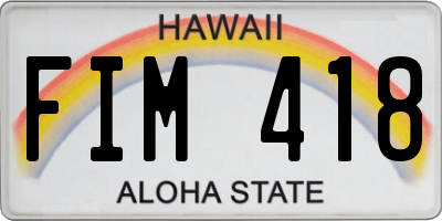 HI license plate FIM418