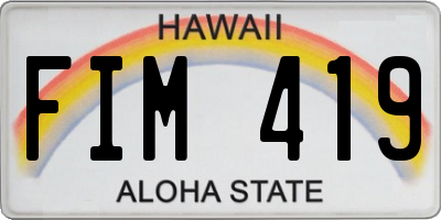 HI license plate FIM419