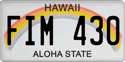 HI license plate FIM430