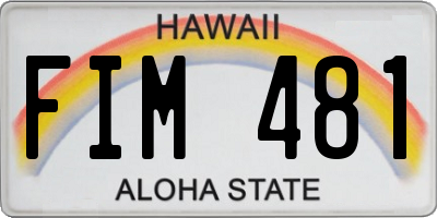 HI license plate FIM481