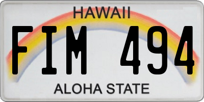 HI license plate FIM494