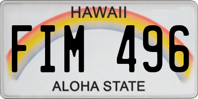 HI license plate FIM496