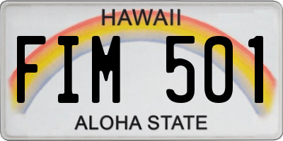 HI license plate FIM501
