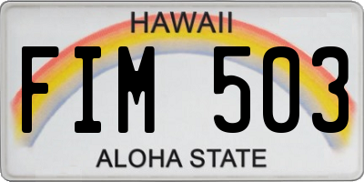 HI license plate FIM503