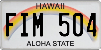 HI license plate FIM504
