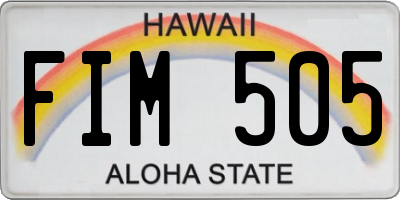 HI license plate FIM505