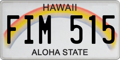 HI license plate FIM515